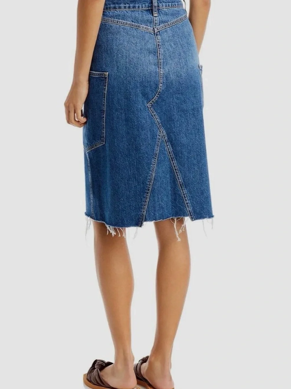 FRAME Denim Midi Skirt Blue Cloud Size 27 Rodeo Minimalist Luxury